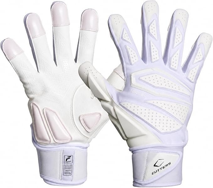 White Cutters Force 6.0 padded lineman football gloves